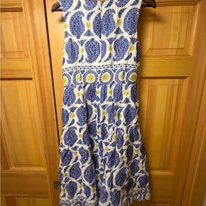 Boden Blue and Yellow Midi Dress